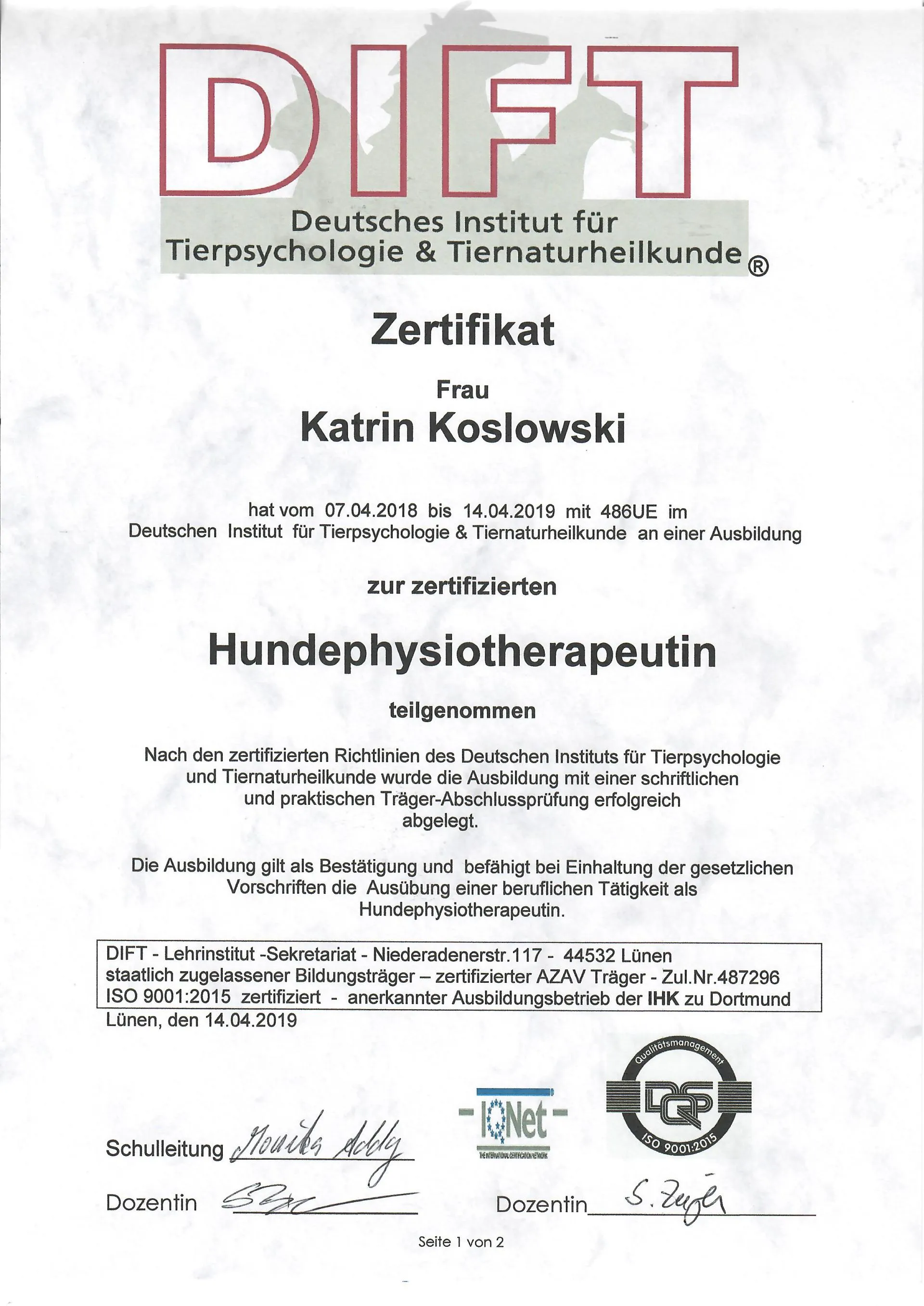 Bild Zert Physio